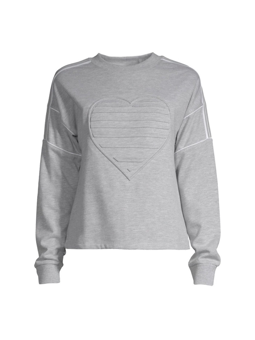 No Boundaries Light Gray Quilted Heart Crewneck Sweatshirt - Picture 2 of 5